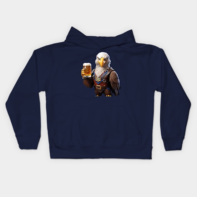 Eagle and Beer Kids Hoodie by likbatonboot